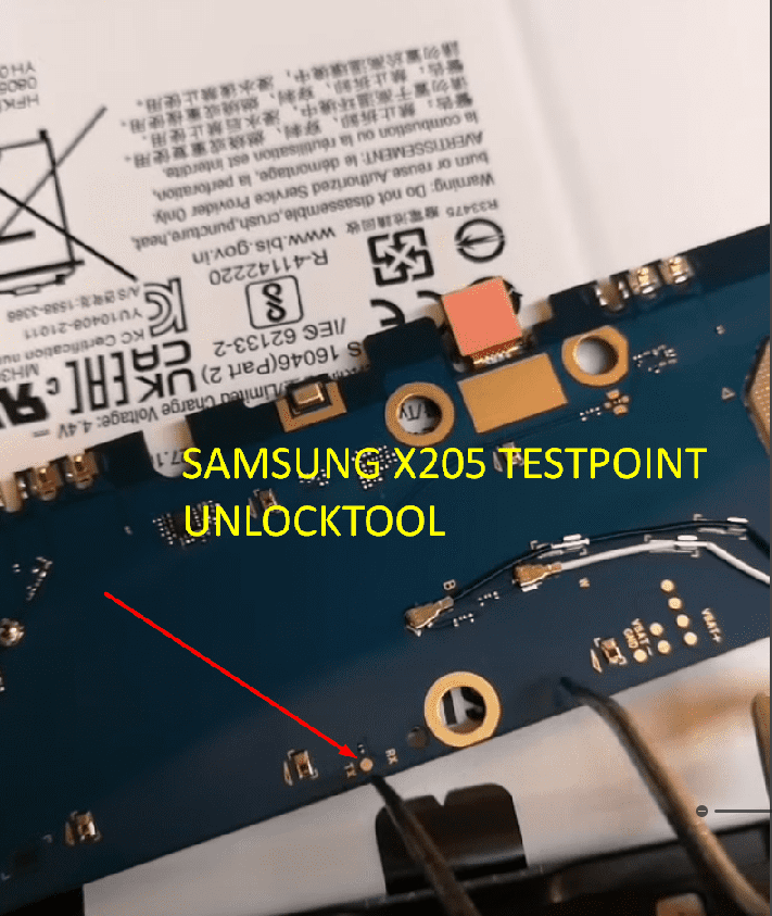 Test point EDL 9008 Samsung Galaxy X205 () - Vị trí chập test point trên mainboard