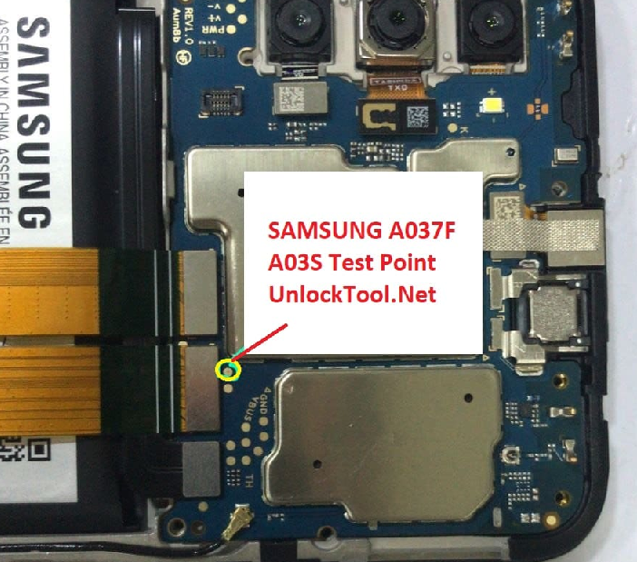 Test point EDL 9008 Samsung Galaxy A03s (SM-A037F) - Vị trí chập test point trên mainboard