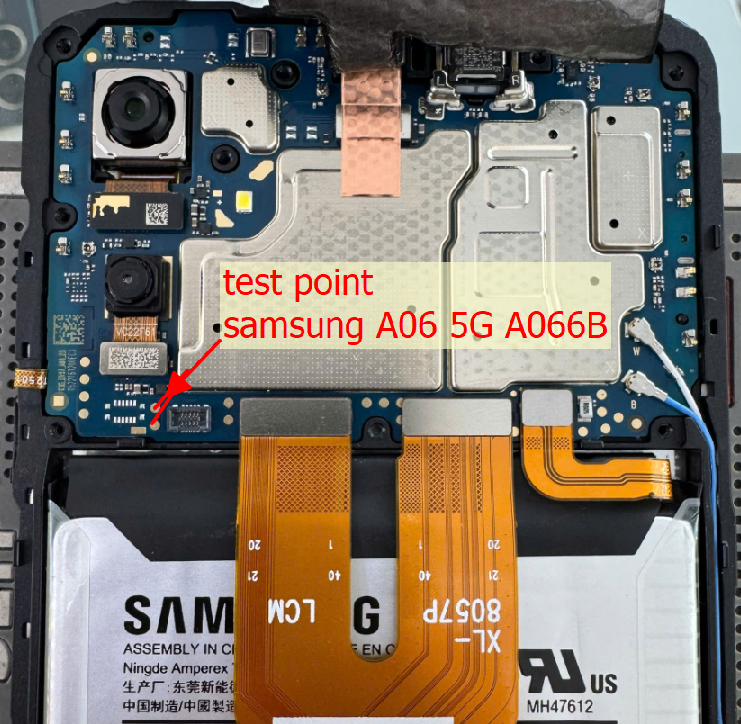 Test point EDL 9008 Samsung Galaxy A06 (SM-A066B) - Vị trí chập test point trên mainboard