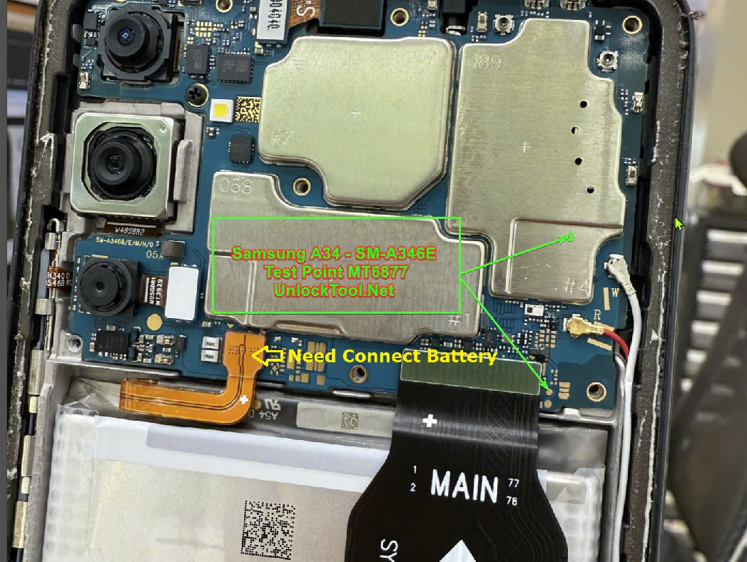 Test point EDL 9008 Samsung Galaxy A34 (SM-A346E) - Vị trí chập test point trên mainboard
