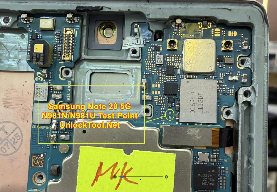 Test point EDL 9008 Samsung Galaxy Note 20 (SM-N981N) - Vị trí chập test point trên mainboard