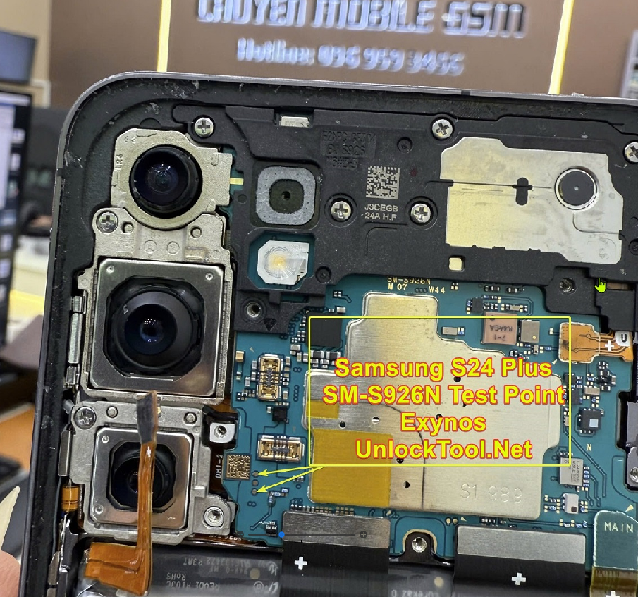 Test point EDL 9008 Samsung Galaxy S24+ (SM-S926N) - Vị trí chập test point trên mainboard