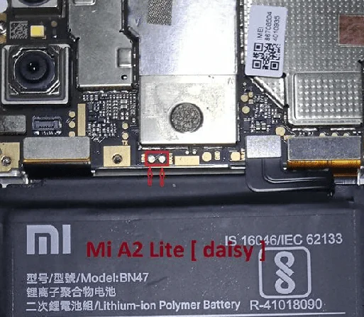 Test point EDL 9008 Xiaomi Mi A2 Lite - Vị trí chập test point Xiaomi Mi A2 Lite