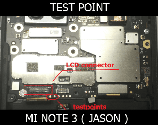 Test point EDL 9008 Xiaomi Mi Note 3 - Vị trí chập test point Xiaomi Mi Note 3