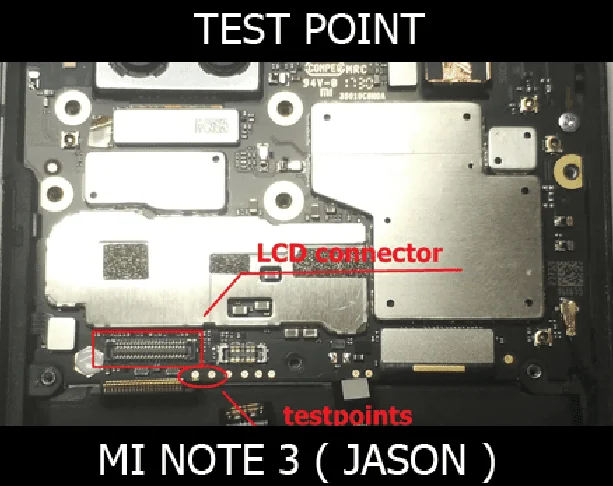 Test point EDL 9008 Xiaomi Mi Note 3 - Vị trí chập test point Xiaomi Mi Note 3
