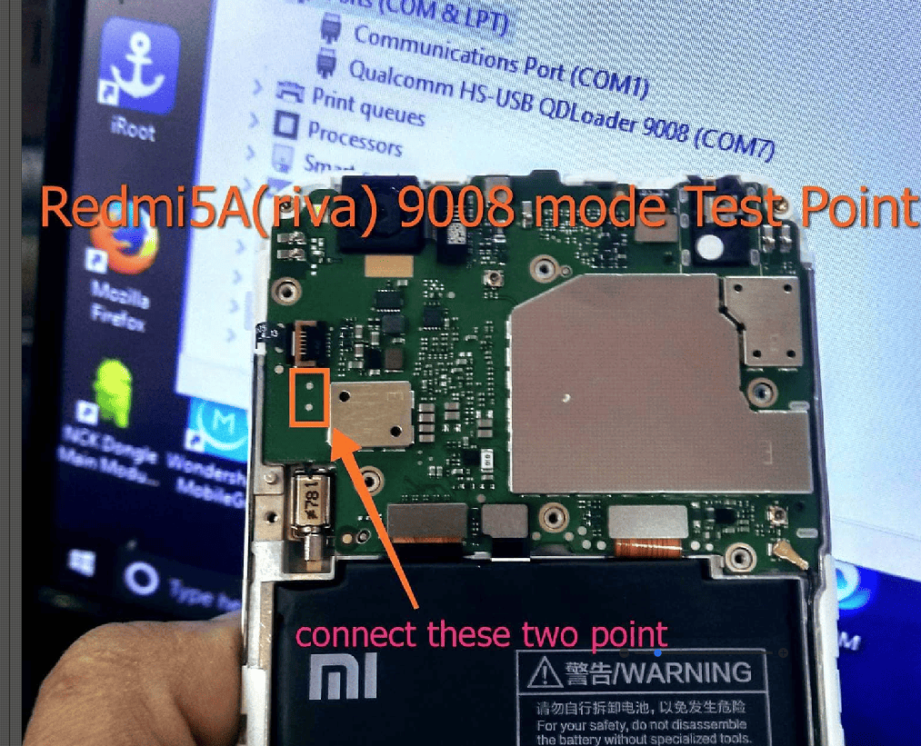 Test point EDL 9008 Xiaomi Redmi 6A - Vị trí chập test point Xiaomi Redmi 6A