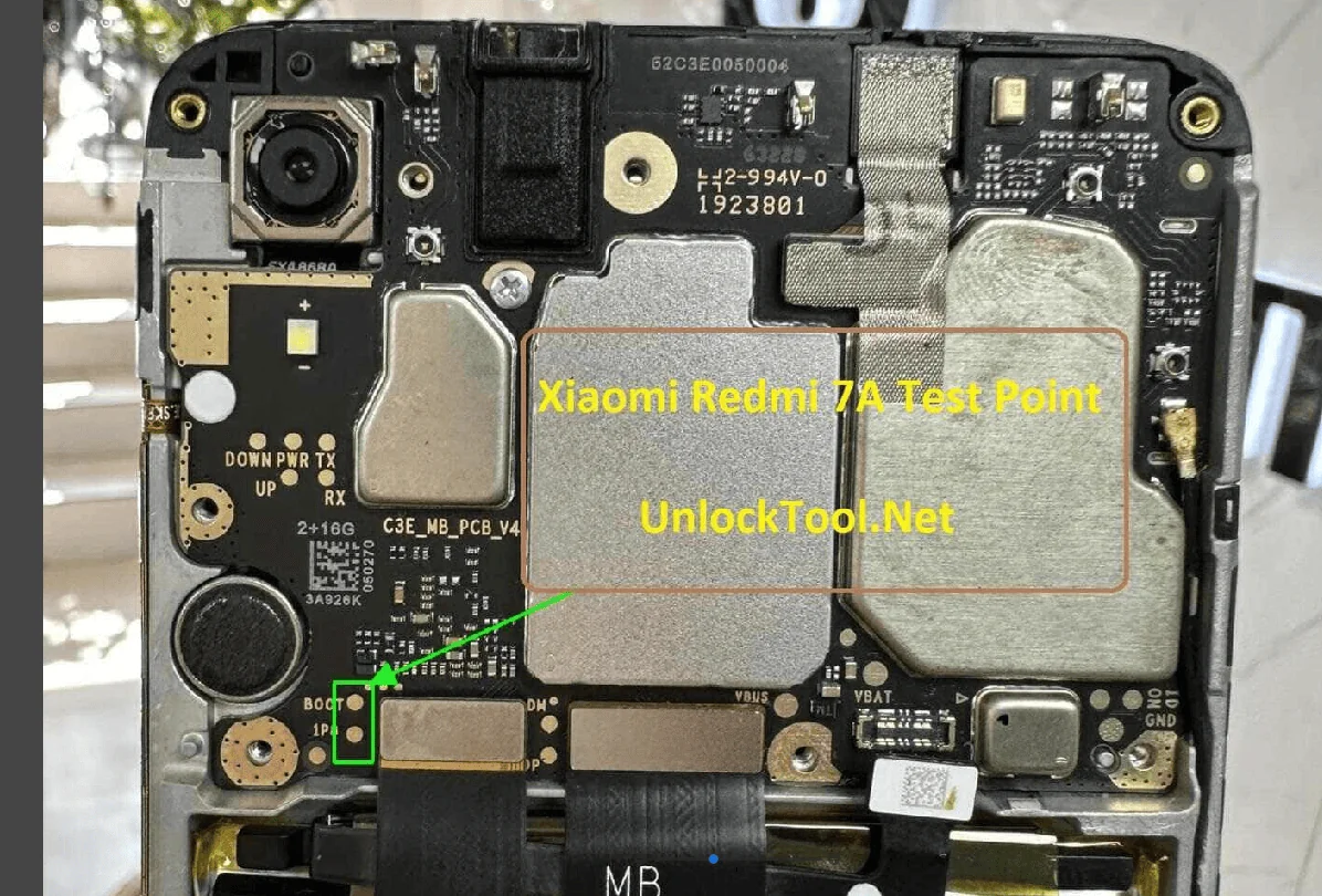 Test point EDL 9008 Xiaomi Redmi 7A - Vị trí chập test point Xiaomi Redmi 7A