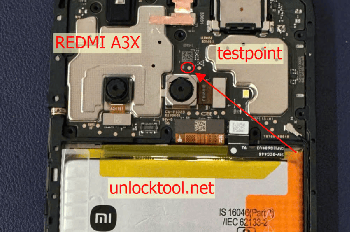 Test point EDL 9008 Xiaomi Redmi A3x - Vị trí chập test point Xiaomi Redmi A3x