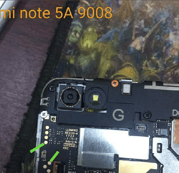 Test point EDL 9008 Xiaomi Redmi Note 5A - Vị trí chập test point Xiaomi Redmi Note 5A