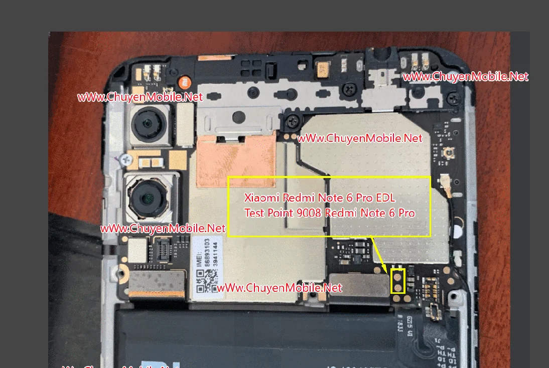 Test point EDL 9008 Xiaomi Redmi Note 6 Pro - Vị trí chập test point Xiaomi Redmi Note 6 Pro