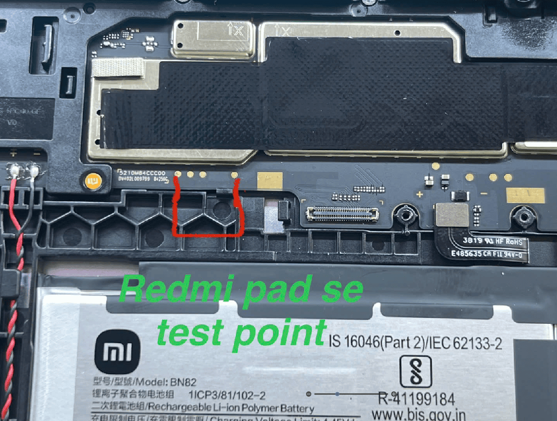 Test point EDL 9008 Xiaomi Redmi Pad SE - Vị trí chập test point Xiaomi Redmi Pad SE