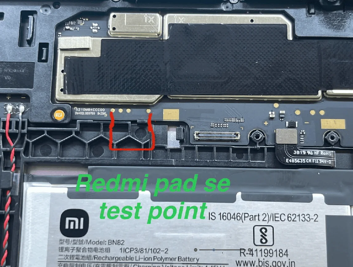 Test point EDL 9008 Xiaomi Redmi Pad SE - Vị trí chập test point Xiaomi Redmi Pad SE