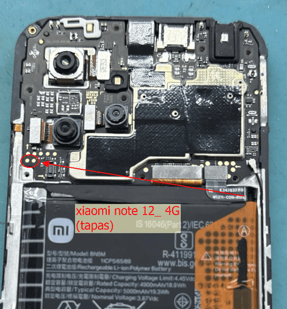 Test point EDL 9008 Xiaomi Redmi Note 12 - Vị trí chập test point Xiaomi Redmi Note 12