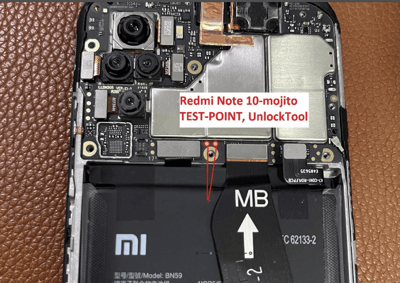 Test point EDL 9008 Xiaomi Redmi Note 10 - Vị trí chập test point Xiaomi Redmi Note 10