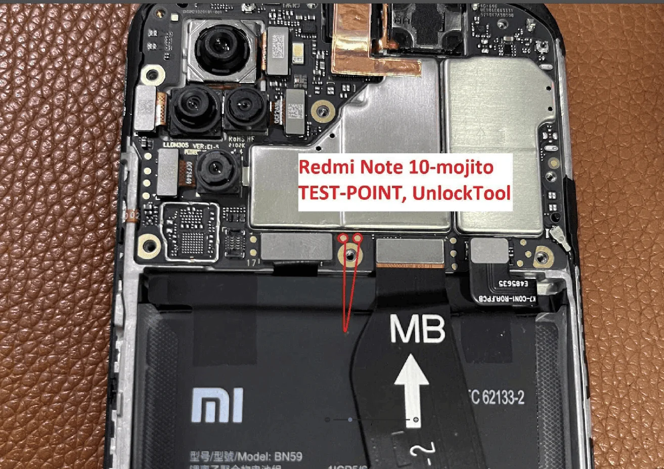 Test point EDL 9008 Xiaomi Redmi Note 10 - Vị trí chập test point Xiaomi Redmi Note 10