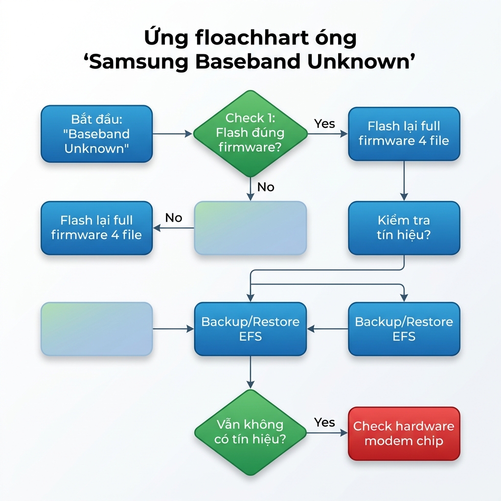 Sơ đồ quy trình sửa lỗi baseband unknown Samsung 2026