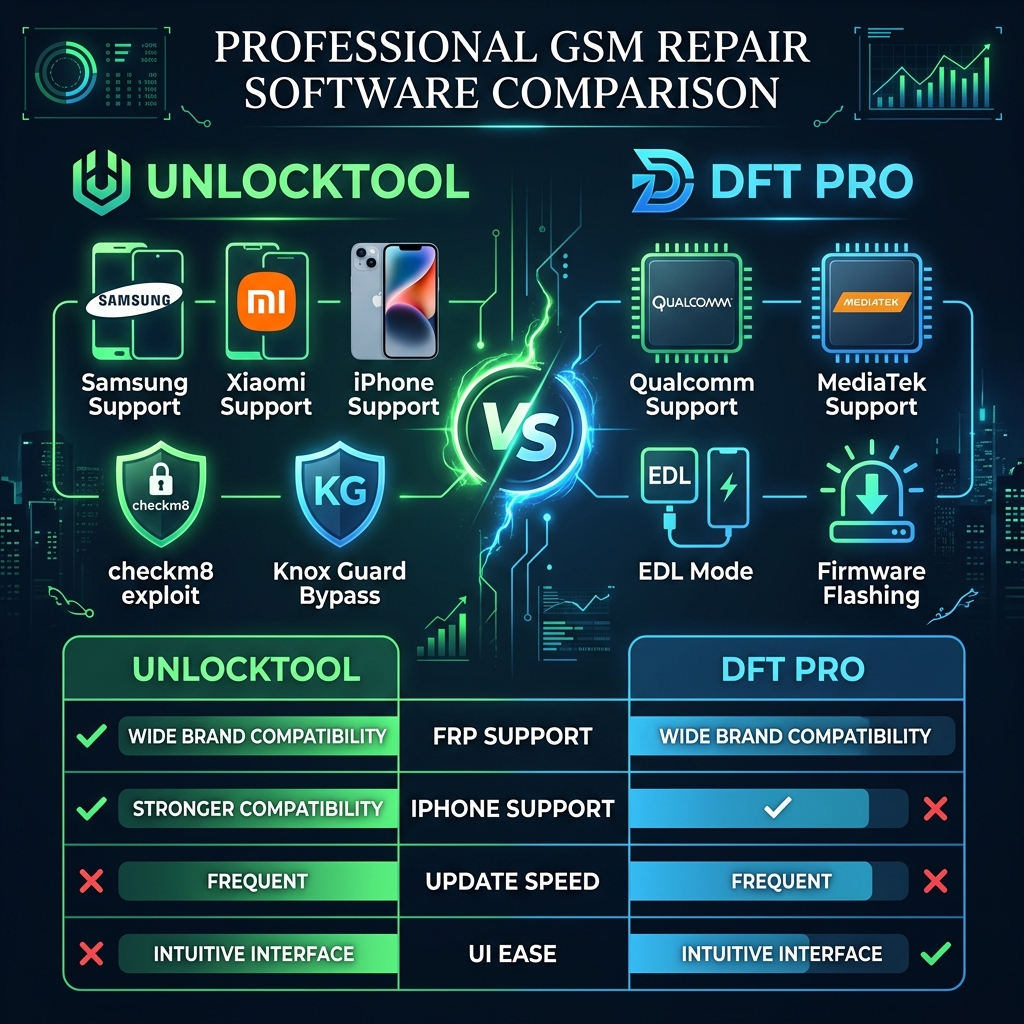 So sánh DFT Pro vs UnlockTool 2026 - infographic tổng quan