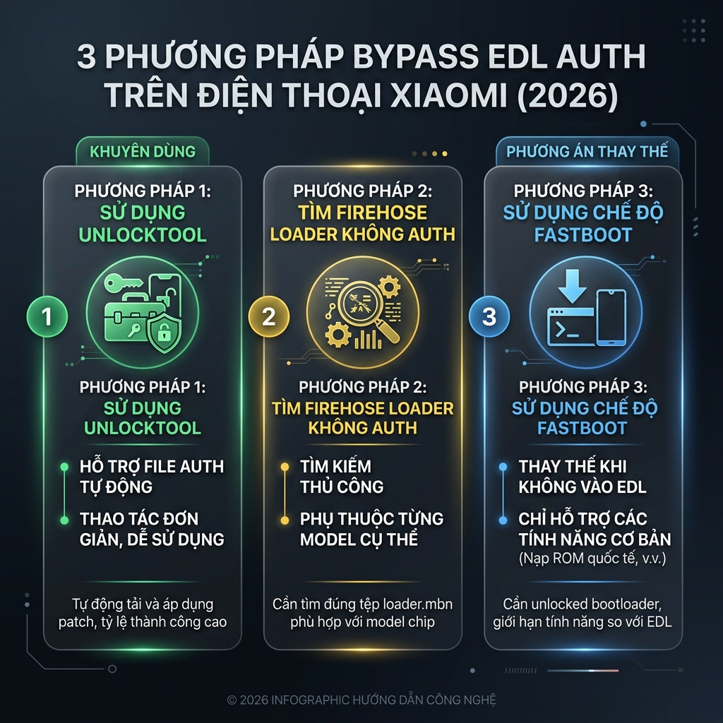 3 cách bypass EDL Auth Xiaomi - sơ đồ phương pháp