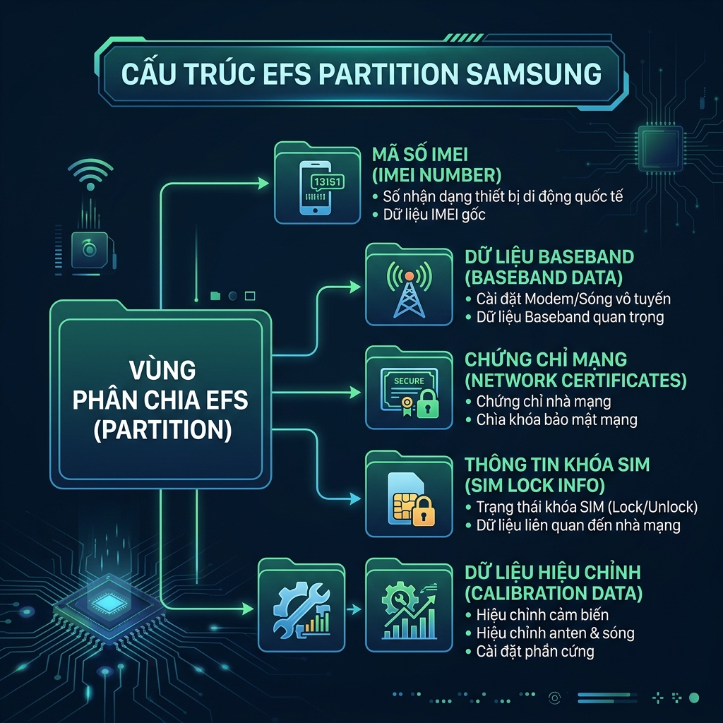 Cấu trúc EFS Partition Samsung chứa IMEI baseband network