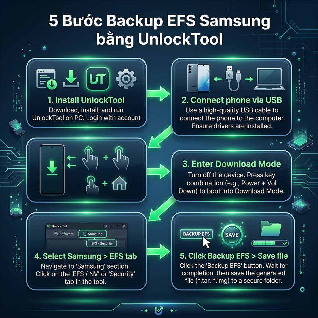 5 bước backup EFS Samsung bằng UnlockTool quy trình chi tiết