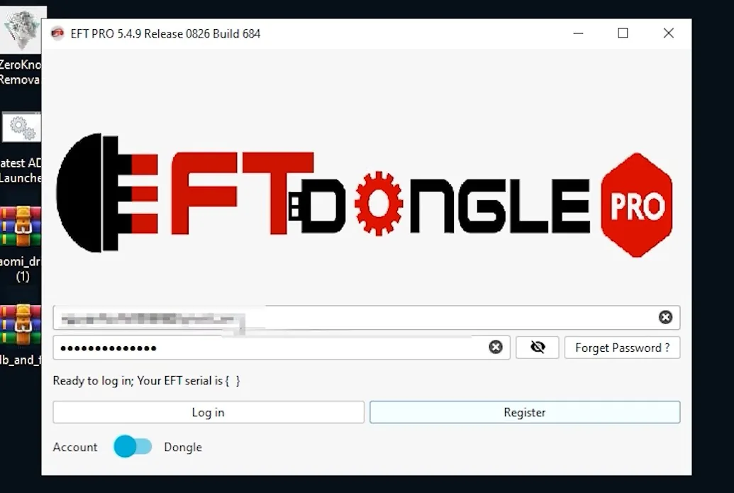 Admin thuetaikhoan.com.vn đăng nhập EFT Pro cho khách bằng USB Dongle qua UltraViewer