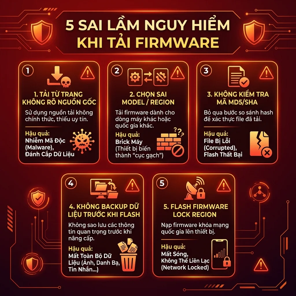 5 sai lầm nguy hiểm khi tải firmware điện thoại