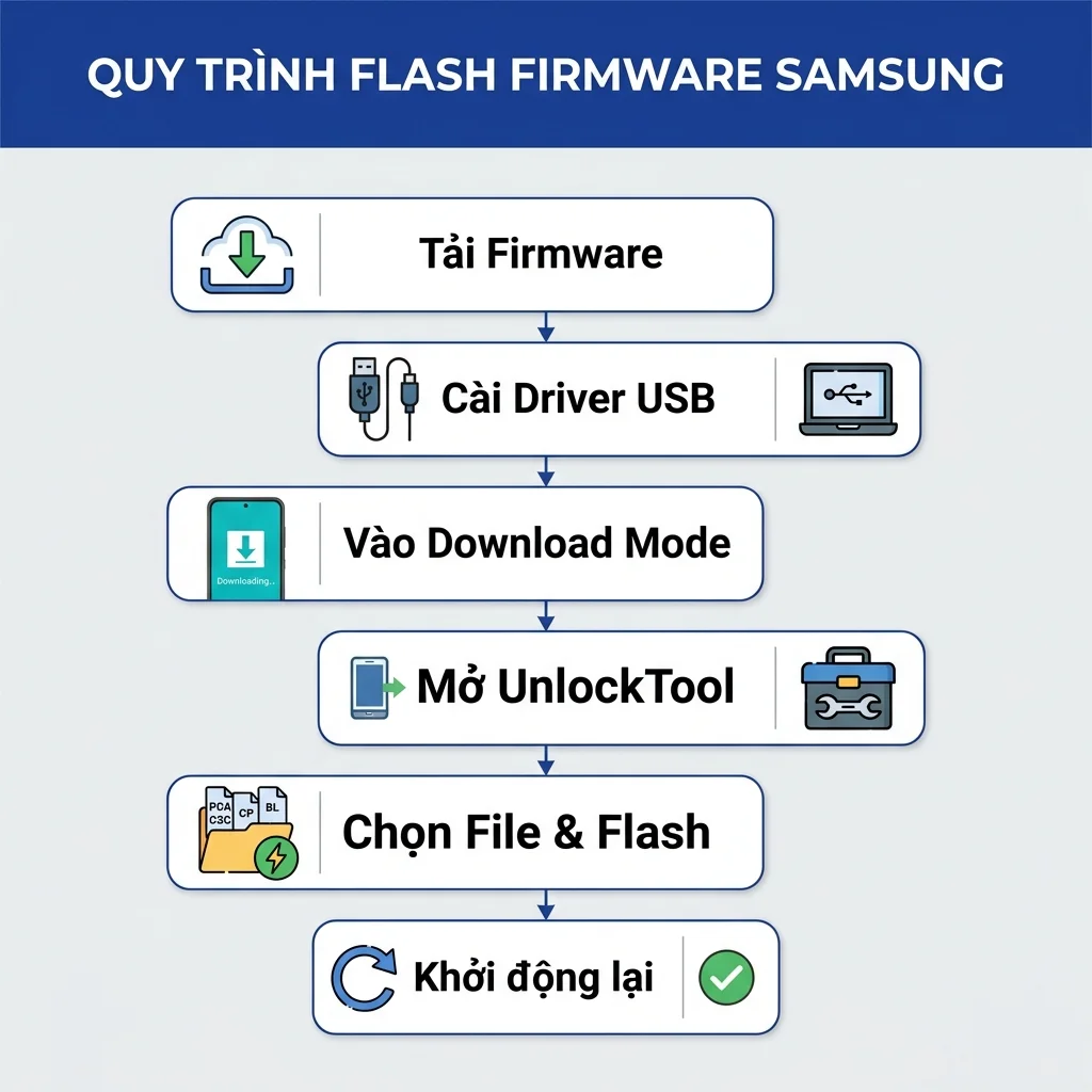 Quy trình flash firmware Samsung bằng UnlockTool 2026