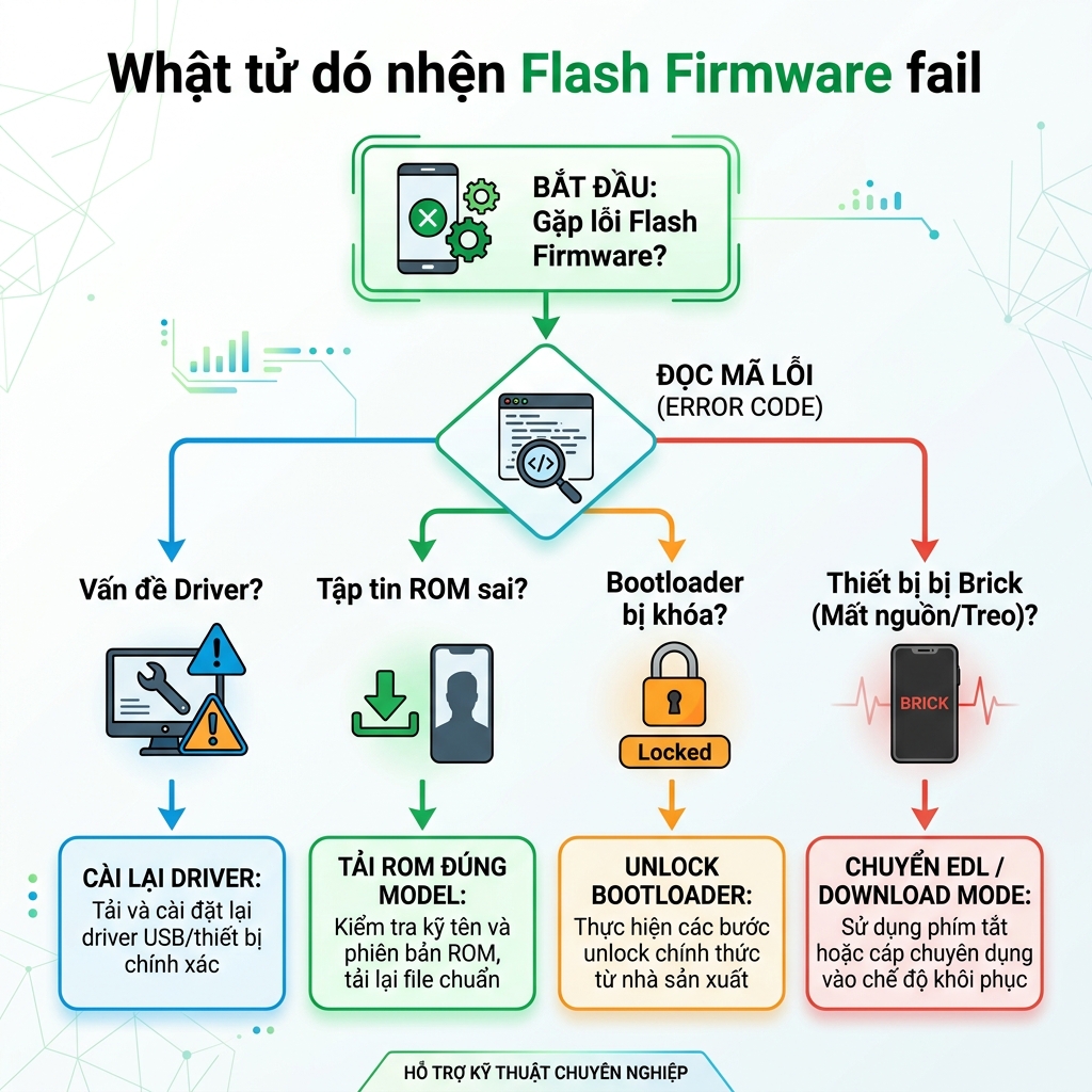 Quy trình xử lý lỗi flash firmware điện thoại