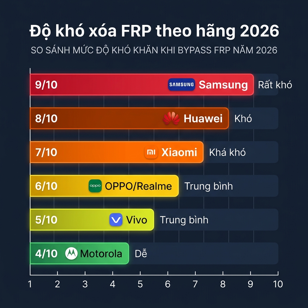 Độ khó xóa FRP theo hãng 2026