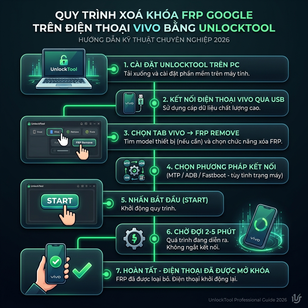 Hướng dẫn các bước xóa FRP Vivo bằng UnlockTool 2026
