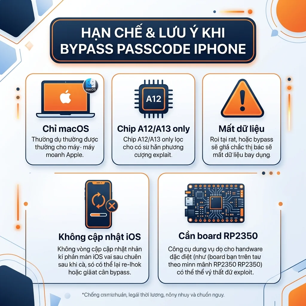 Hạn chế và lưu ý quan trọng khi bypass passcode iPhone bằng HFZ Ramdisk