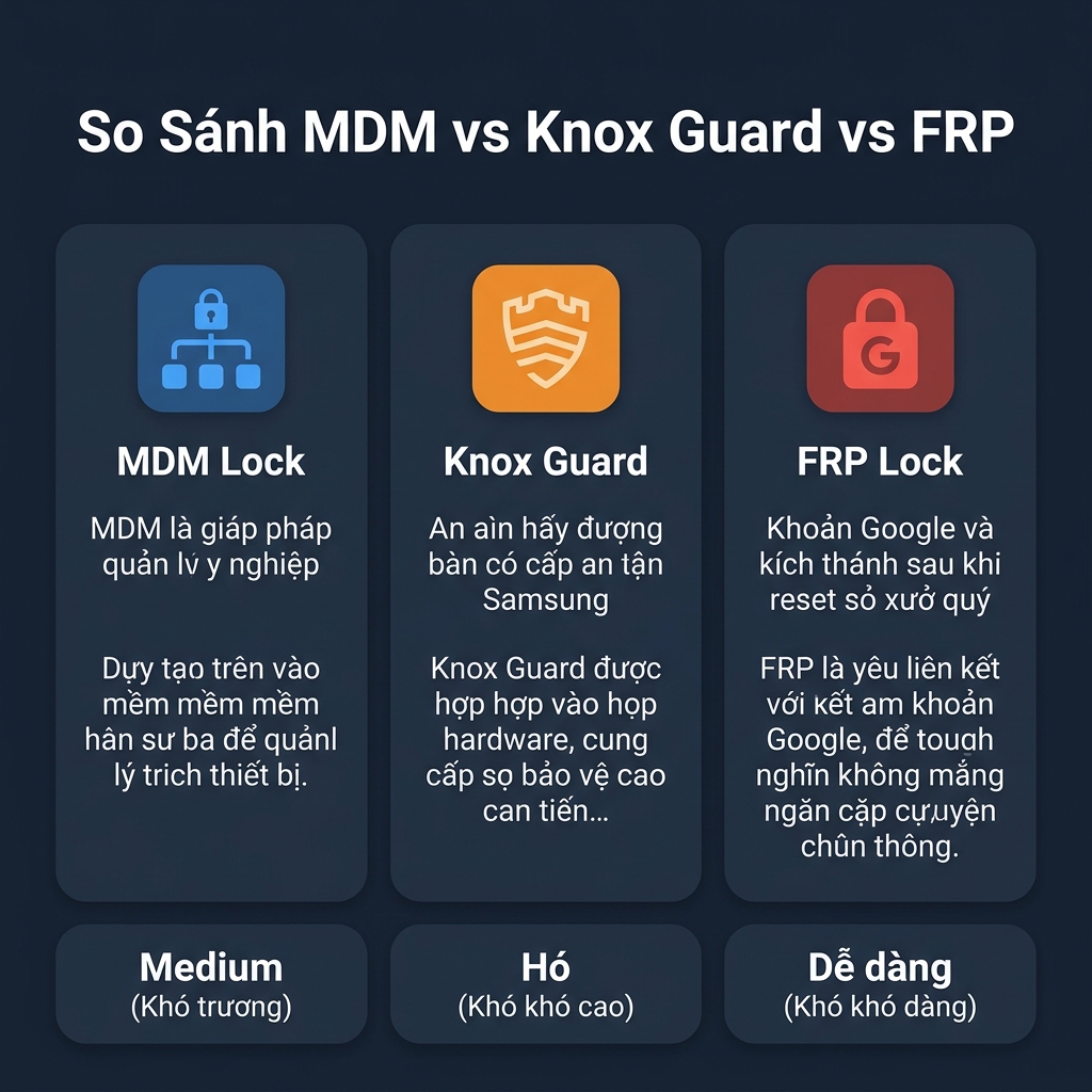 So sánh MDM vs Knox Guard vs FRP trên Samsung
