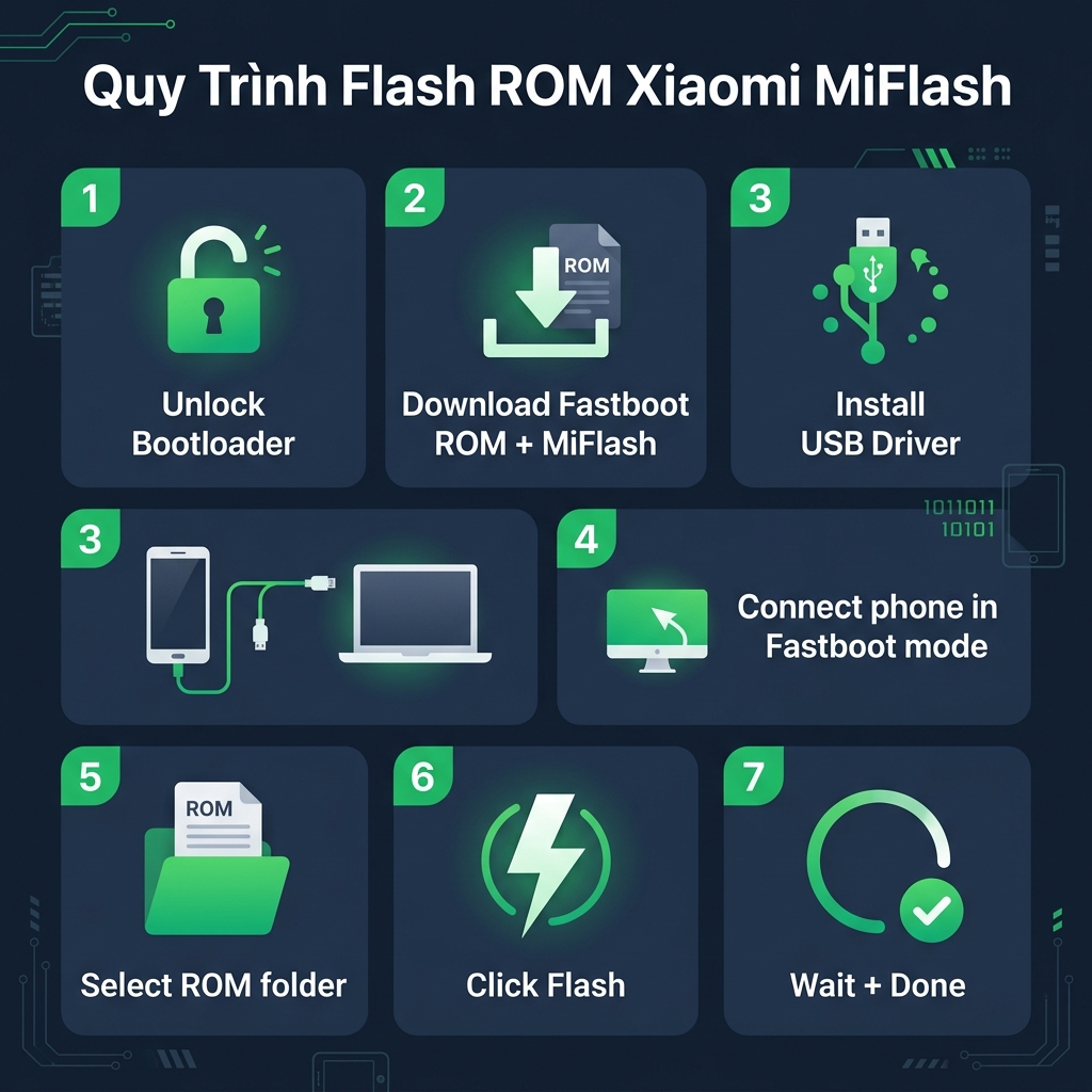Quy trình flash ROM Xiaomi bằng MiFlash Tool 2026