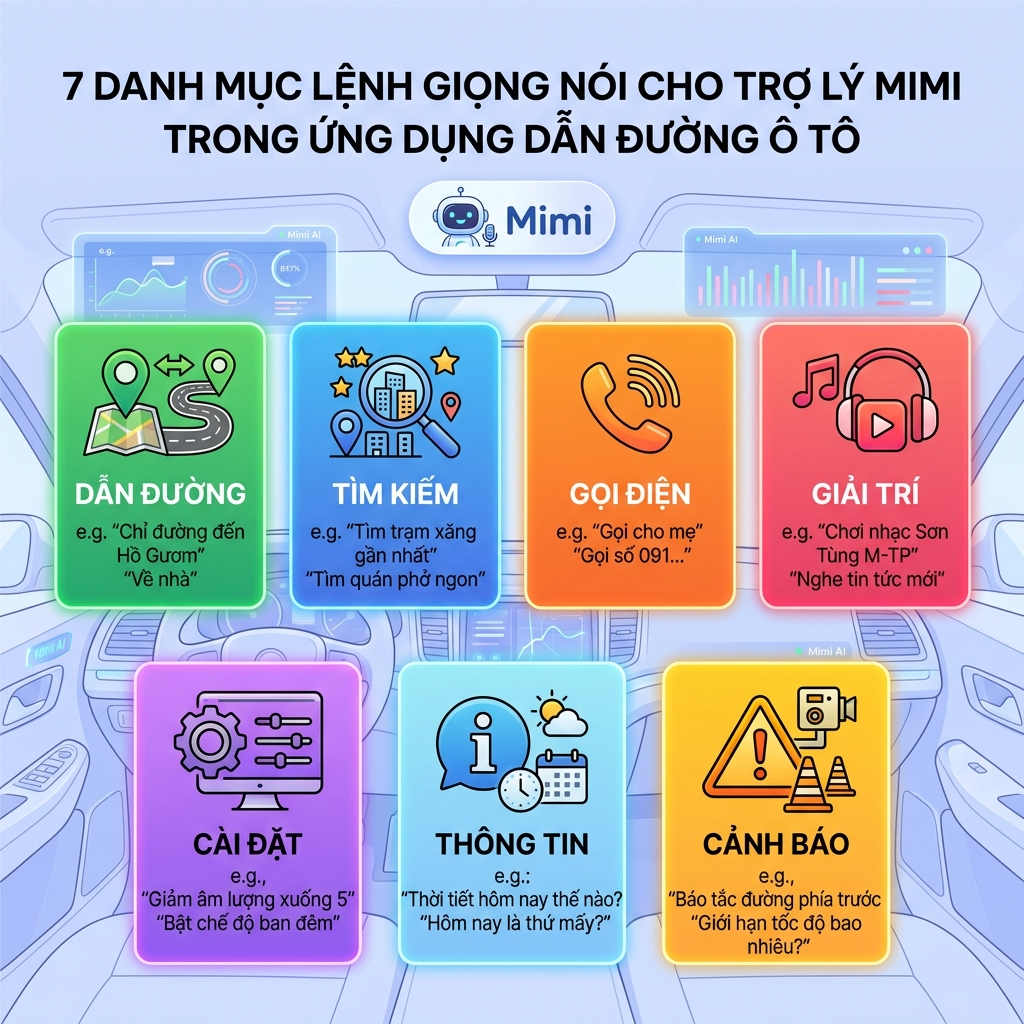 Trợ lý AI Mimi Vietmap - 7 nhóm lệnh giọng nói điều khiển bản đồ