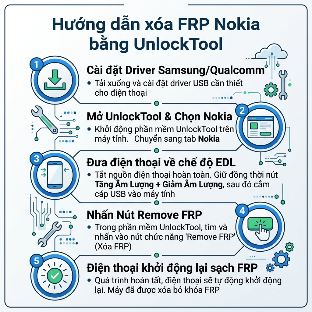 Hướng dẫn xóa FRP Nokia bằng UnlockTool qua EDL Mode