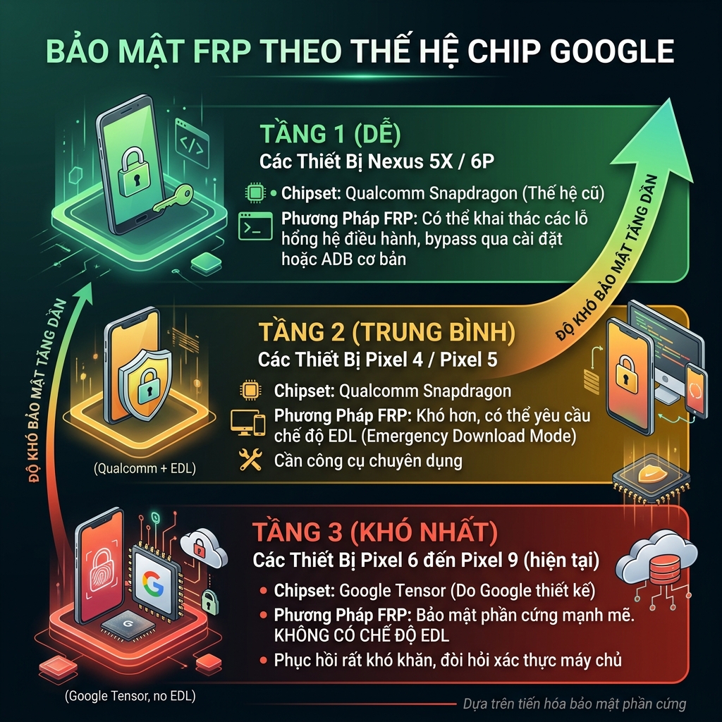 Bảo mật FRP theo thế hệ chip Google Pixel 2026