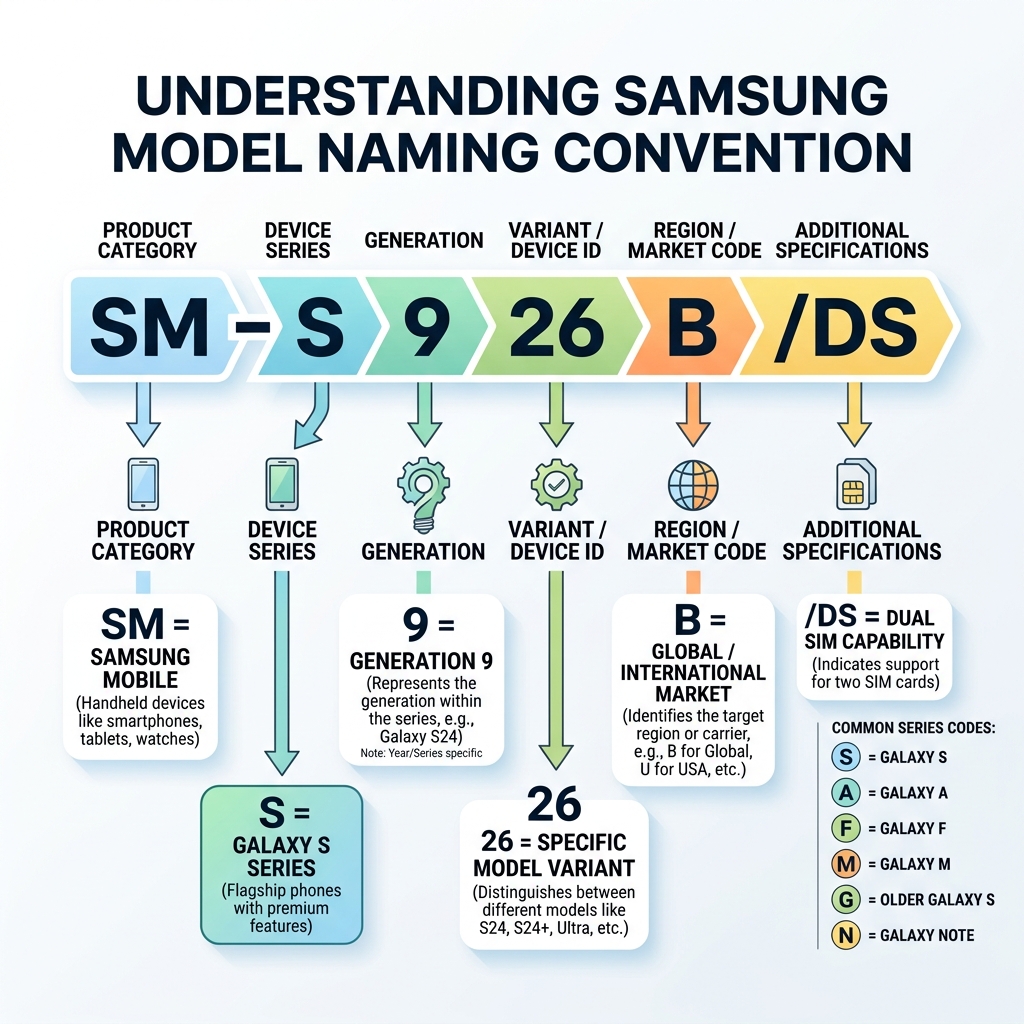 Giải thích cấu trúc mã model Samsung SM-XXXX