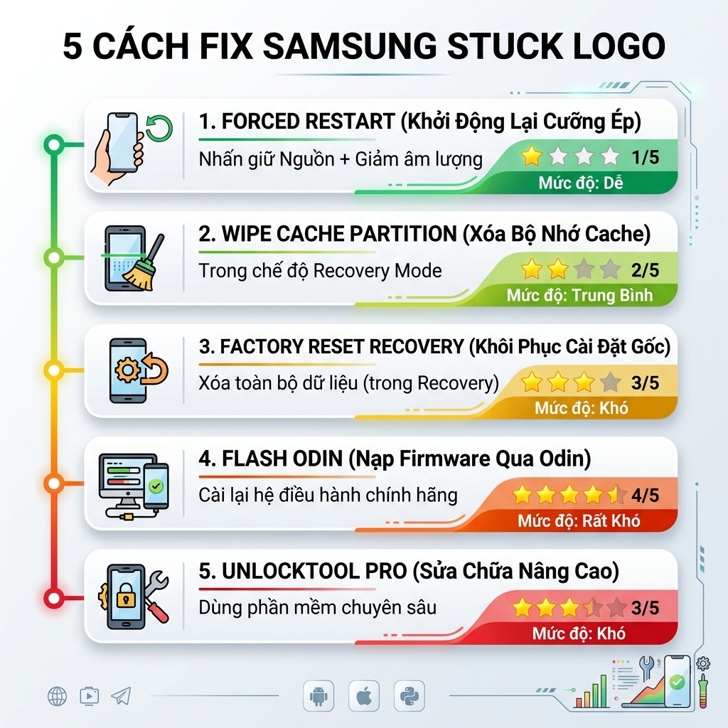 5 cách fix Samsung stuck logo từ đơn giản đến nâng cao