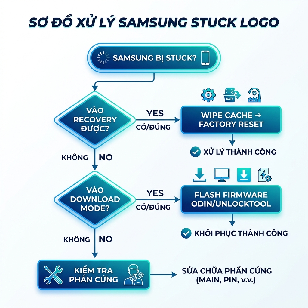 Sơ đồ xử lý fix Samsung stuck logo boot loop