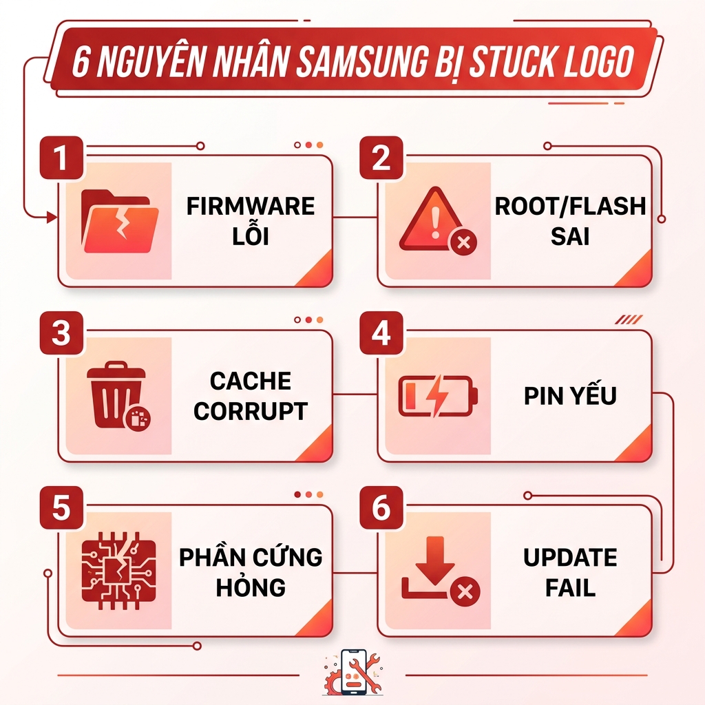 6 nguyên nhân Samsung bị stuck logo boot loop