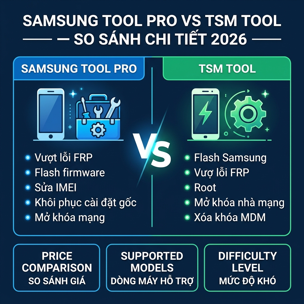 So sánh Samsung Tool Pro vs TSM Tool 2026 chi tiết tính năng giá cả