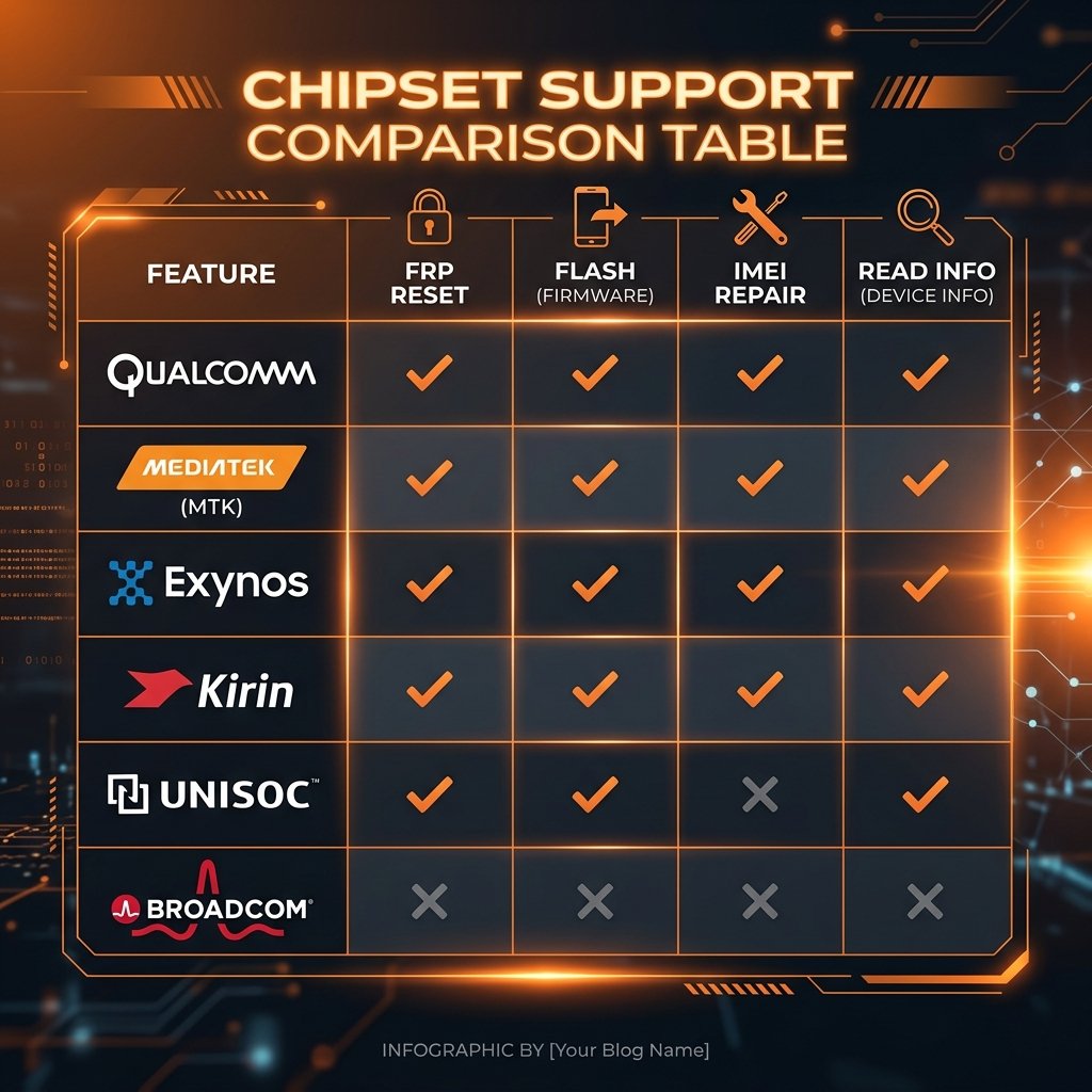 Chipset Sigma Plus hỗ trợ: Qualcomm, MTK, Exynos, Kirin