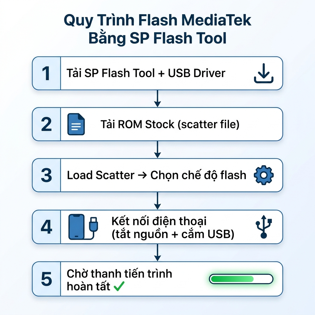 Quy trình flash firmware MediaTek bằng SP Flash Tool 2026