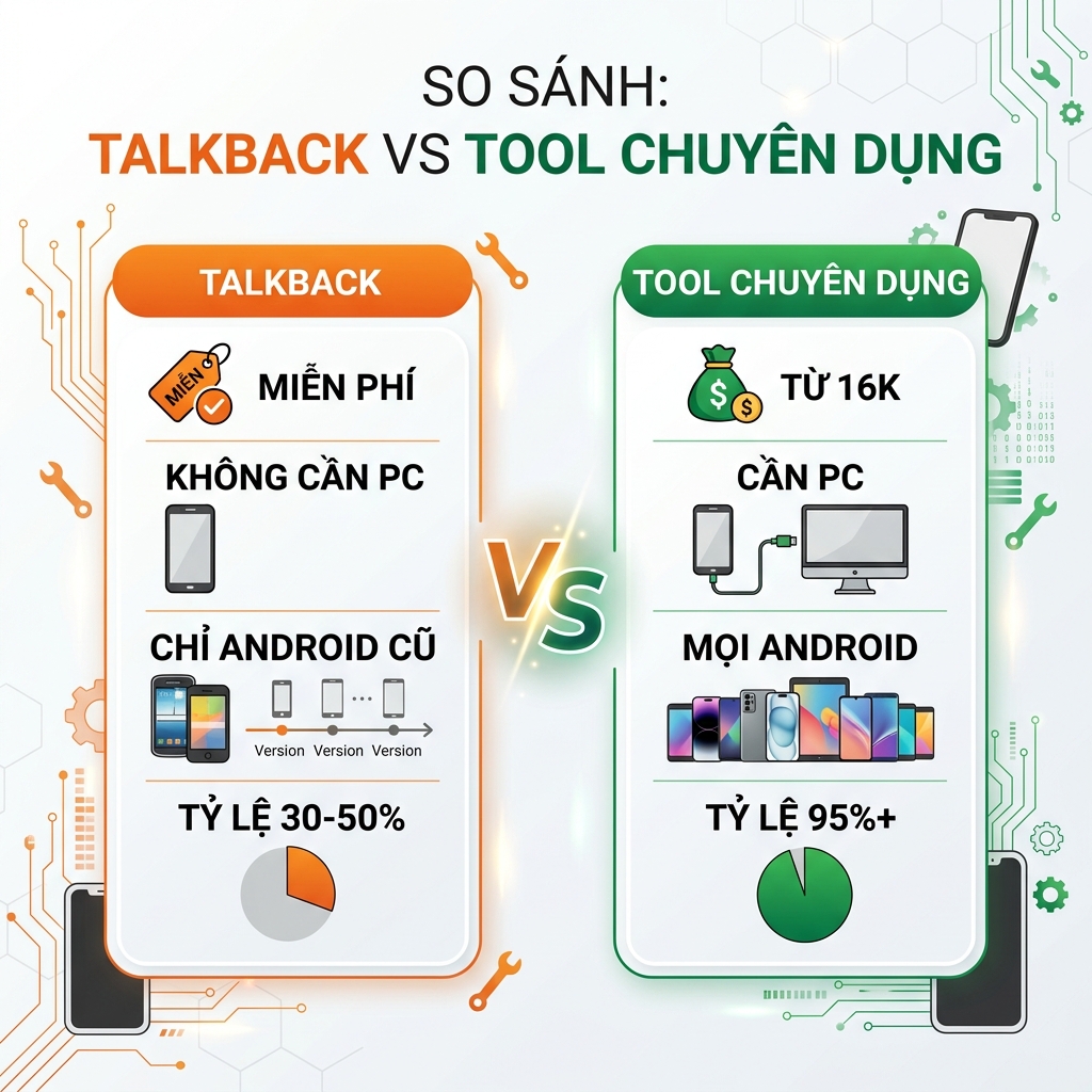 So sánh Talkback vs tool chuyên dụng để xóa FRP