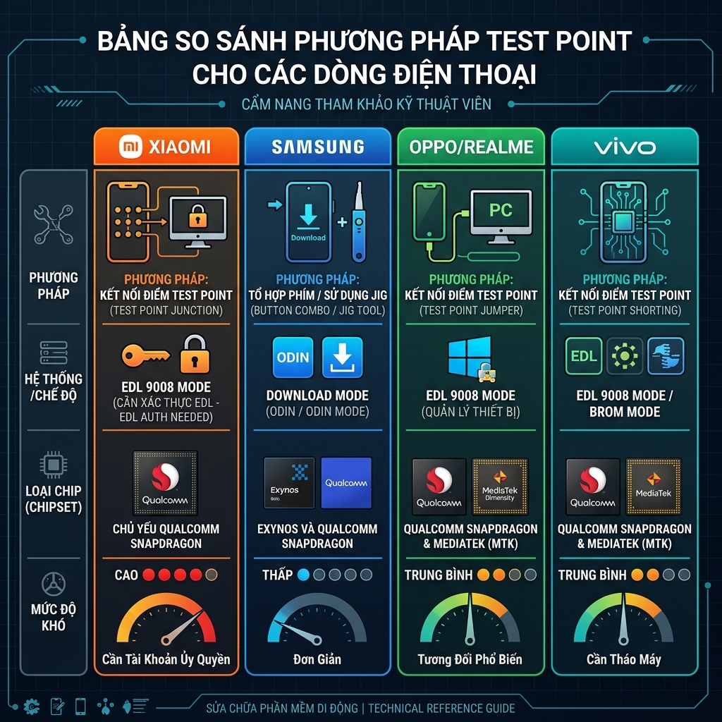 So sánh test point các hãng Xiaomi Samsung Oppo Vivo chip Qualcomm MediaTek