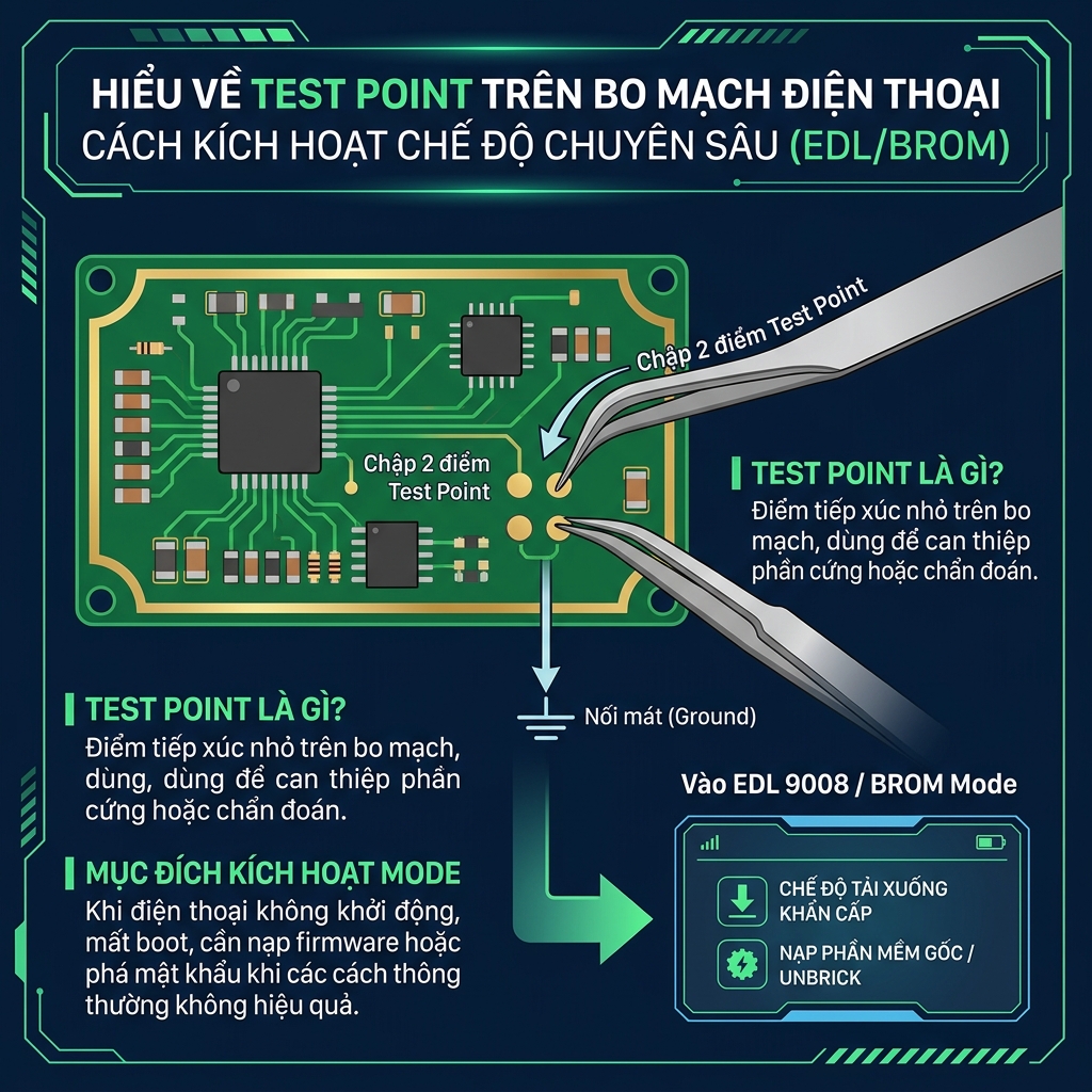 Test point là gì - sơ đồ chập test point trên mainboard điện thoại