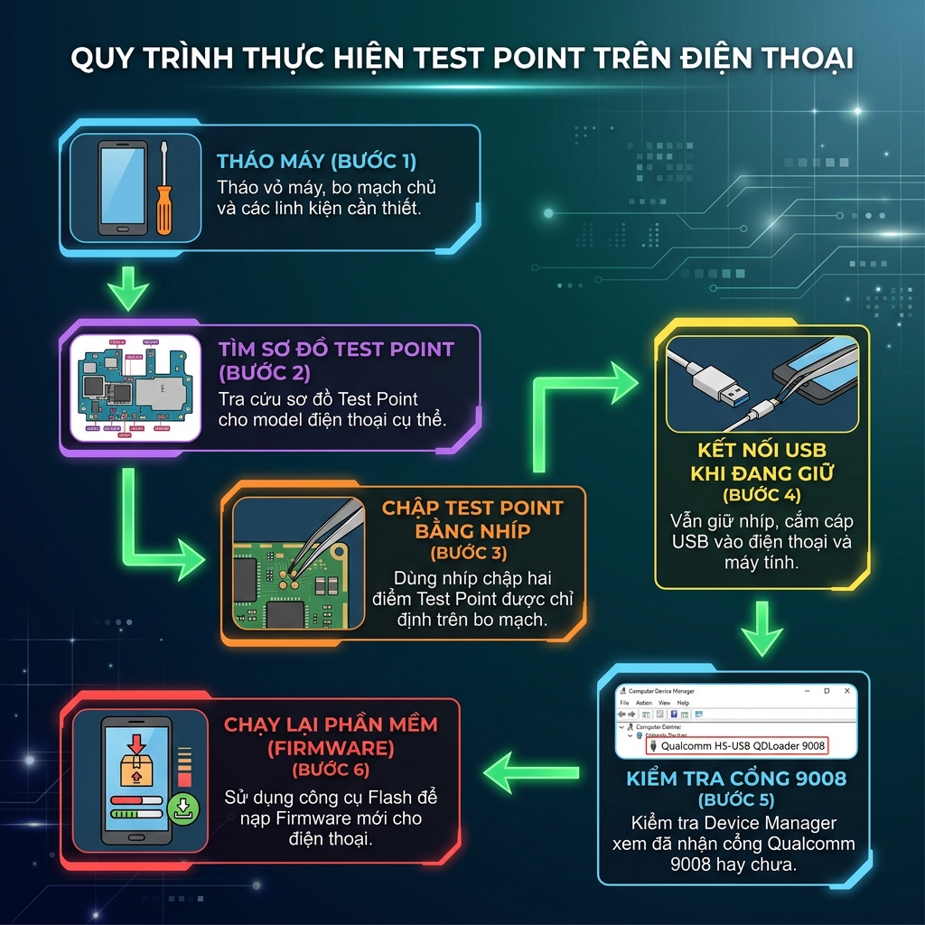 4 bước thực hiện test point trên điện thoại 2026