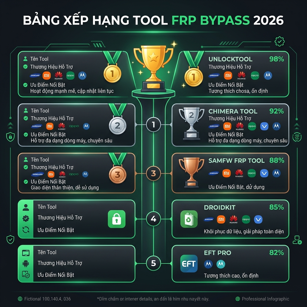 Top 5 tool FRP bypass tốt nhất 2026 bảng xếp hạng