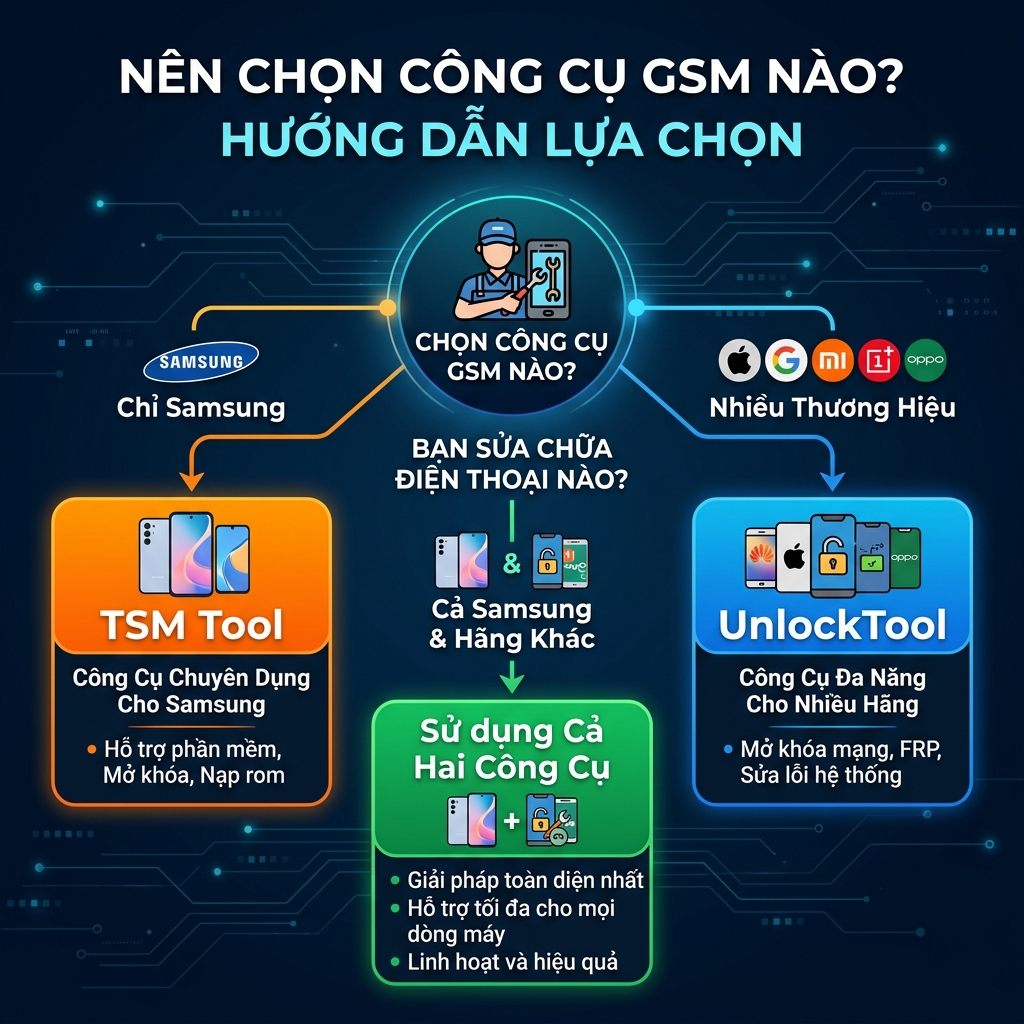 Sơ đồ chọn TSM Tool hay UnlockTool theo nhu cầu công việc