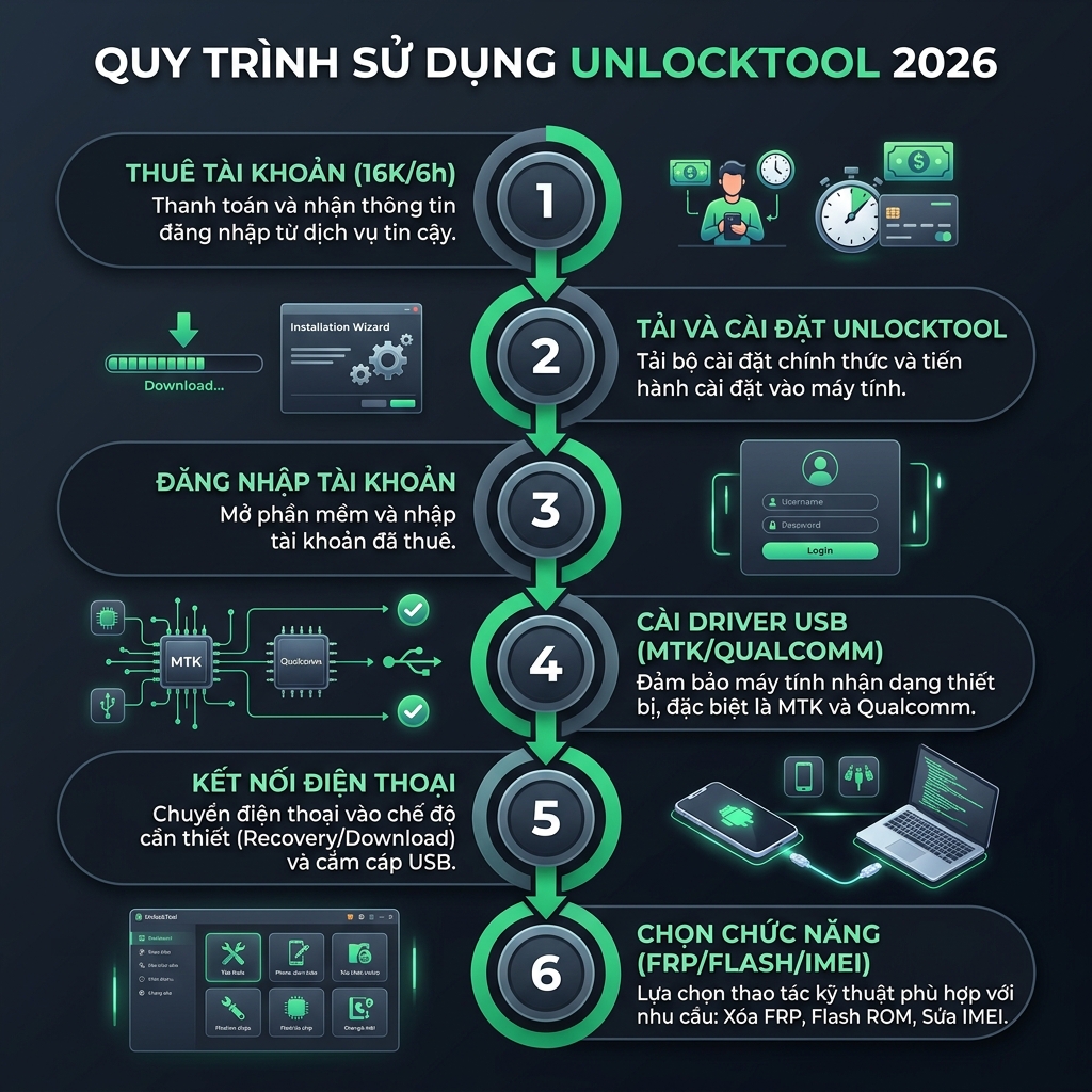 Quy trình sử dụng UnlockTool 2026 từ A đến Z